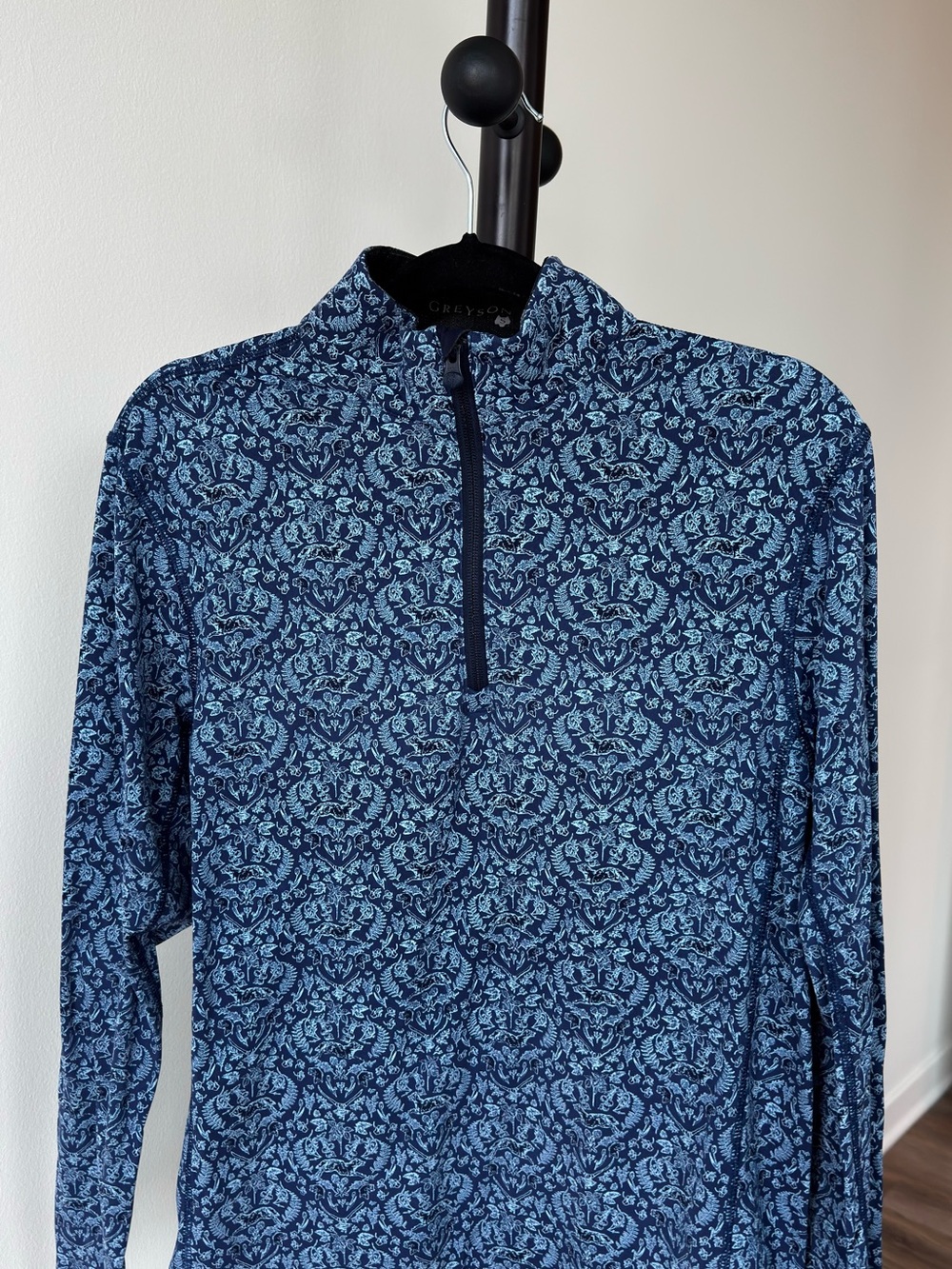 Greyson Men's Navy & Light Blue Patterned Half-Zip Sweater